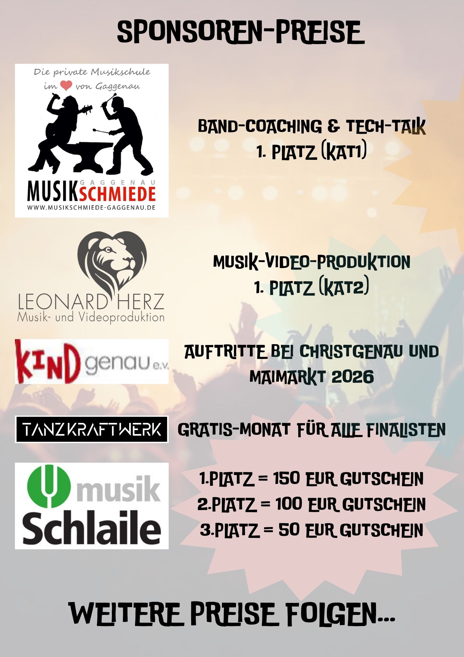 Preise Get on Stage 2026 Musikschmiede Gaggenau Musikschule Murgtal