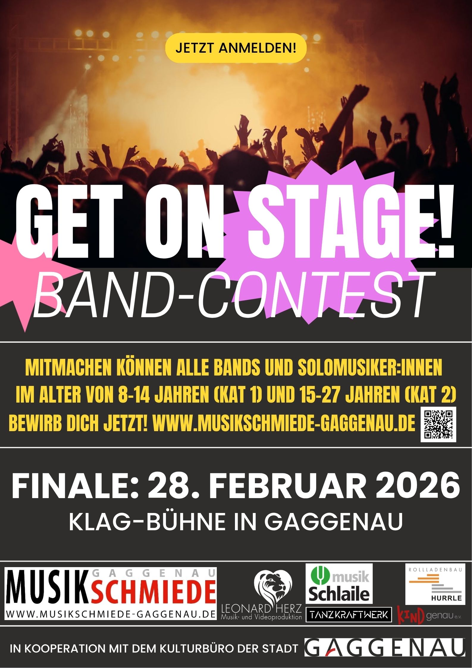 Musikschmiede Gaggenau Murgtal Musikschule Band Contest Get on stage Klag Bühne 2026